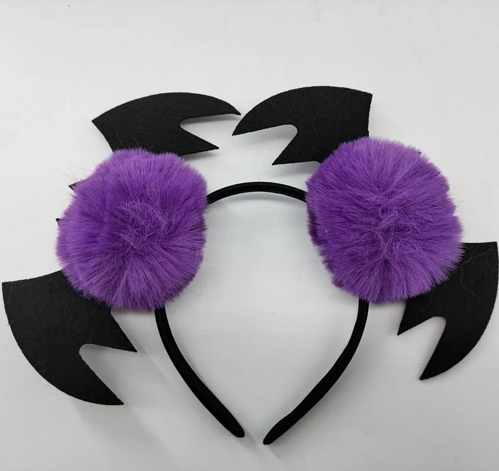 Halloween Felt cloth Headband with fur Dark Demon Bat Wings Halloween Decoration Halloween hair accessory