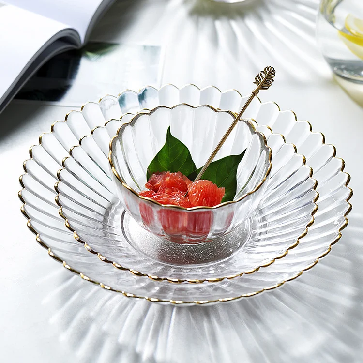 Heat-resistant Glass Dish Plate Transparent Plate Creative Internet Celebrity Fruit Plate Tableware