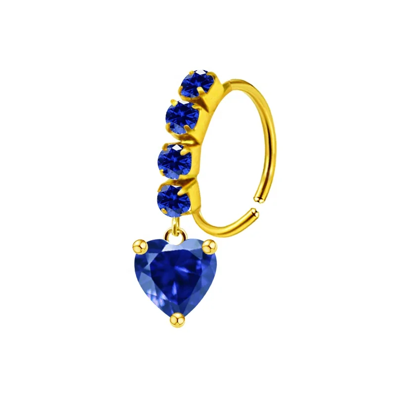 Gaby new arrive stainless steel nose rings cross bling nose piercing blue stainless steel nose hoop  piercing jewelry