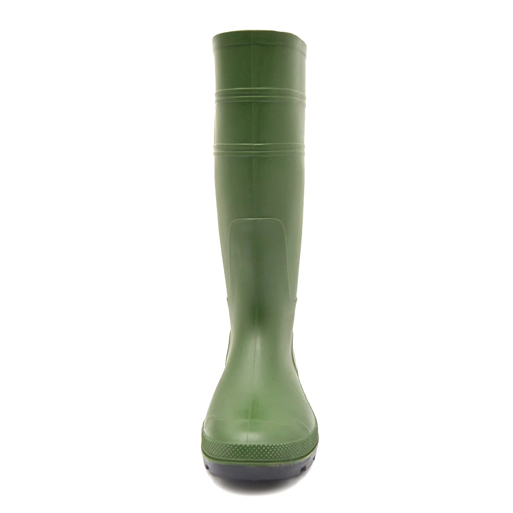 
Green high heels waterproof chemical resistant steel toe safety pvc rain boot for farming 