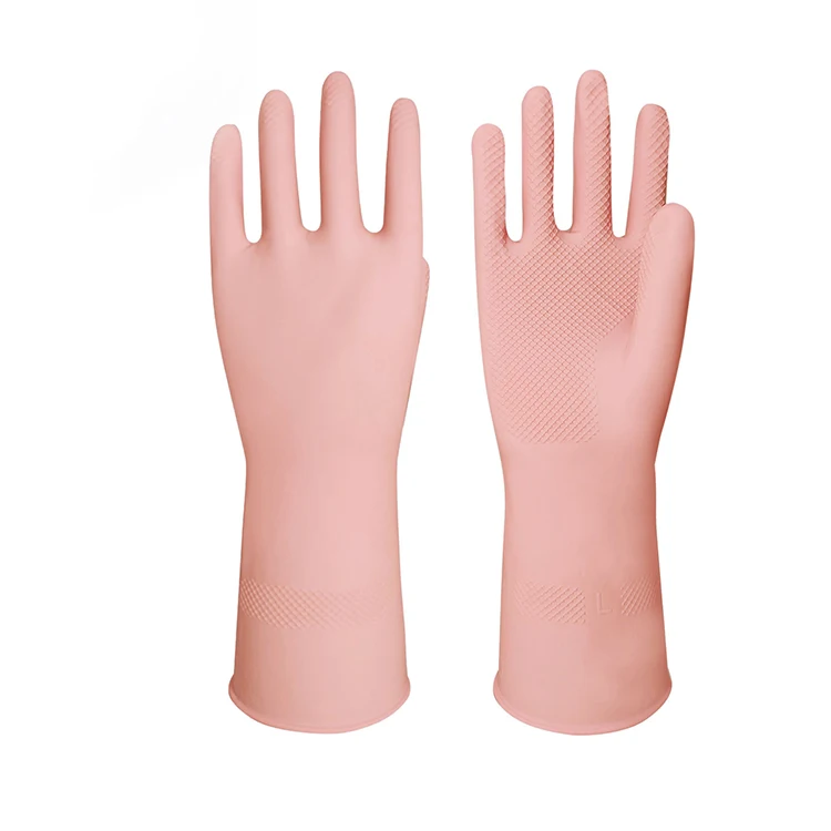 Durable Long Cuff Household Latex Gloves For Kitchen Dishwashing Cleaning Rubber Gloves