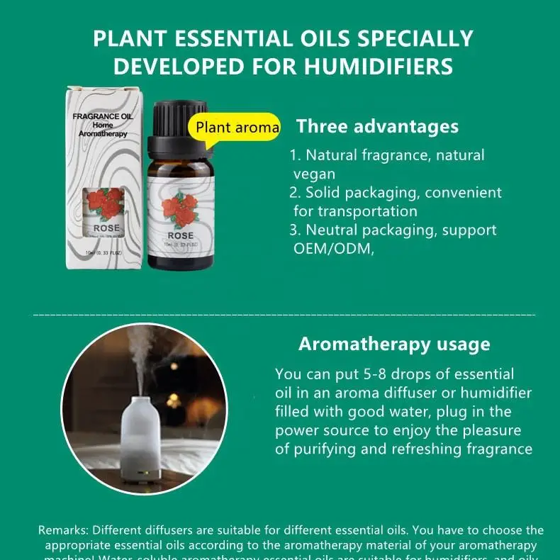 Wholesale herbal extract water soluble humidifier essential oil rosemary rose aromatherapy oil set