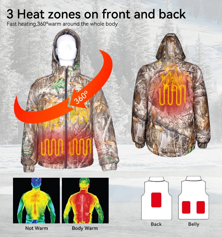 Unisex Winter Heated Jacket for Outdoor Sports Battery Operated Coat with Zipper Closure Keeps Warm Clothes