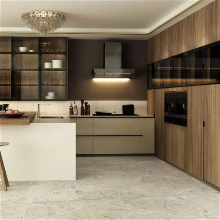 DAIYA modern New wood veneer kitchen cabinet