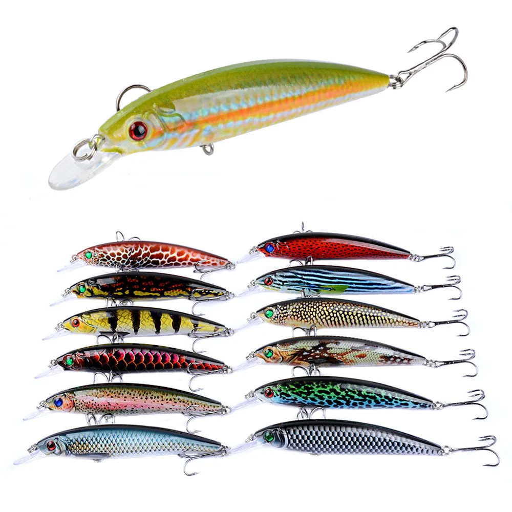 TOPIND Fishing Tackle Topwater Baits Minnow Crank Bait for Bass Trout Saltwater/Freshwater