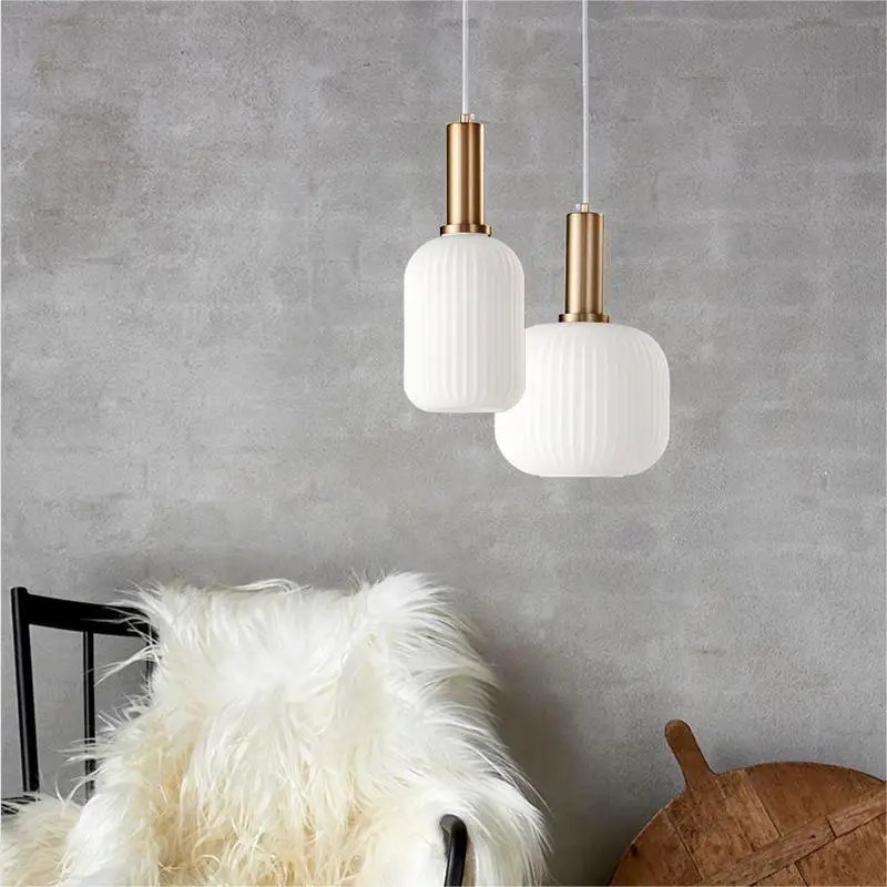Design models art bedroom dining room pendant lamp exquisite stripes coffee shop glass pendant light