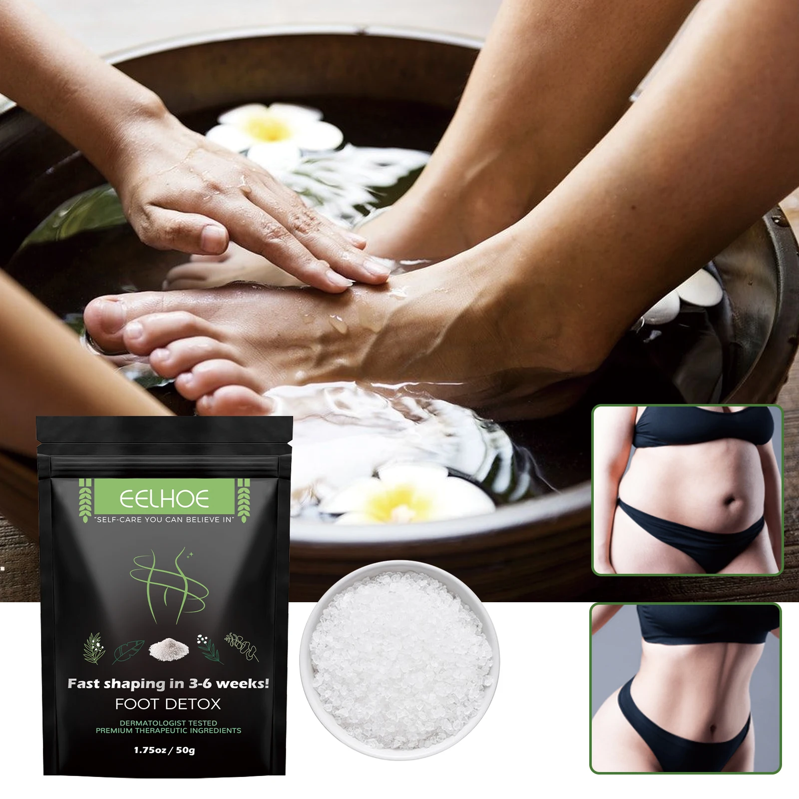 EELHOE Slimming Foot Bath Salt Fast Slim Body Detox Essential Oil Feet Spa Salts for Fat Burning Loss Weight Belly Firming Relax