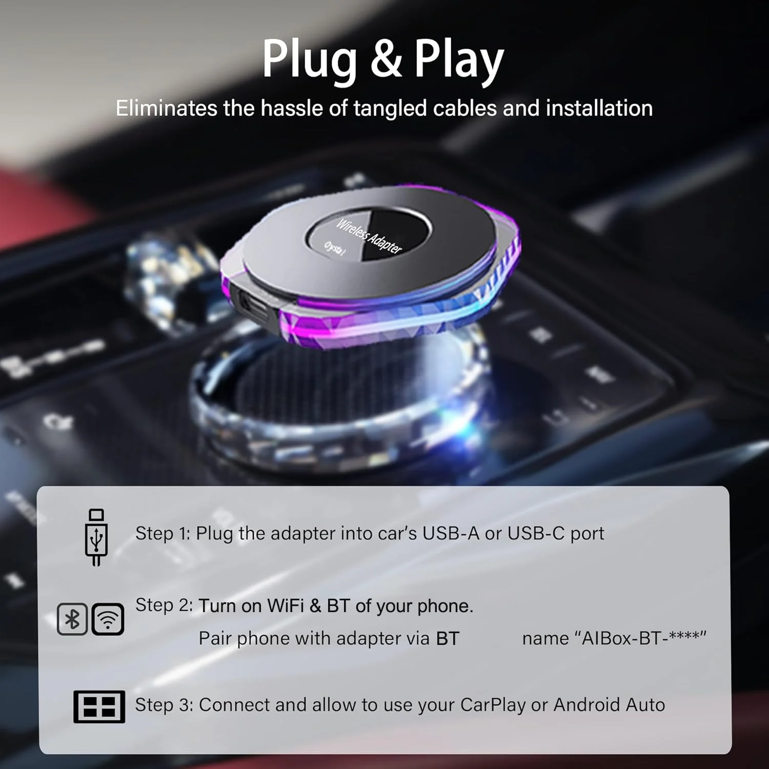 Wooboobox 2 In 1 Wired to Wireless Carplay Adapter Usb Key and Android Auto Dongle Box Carpl IOS Android Convert for apple