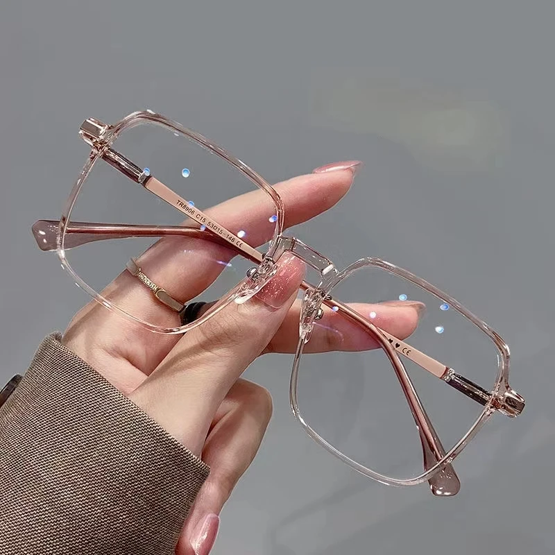 2024 Lightweight Transparent Computer Glasses Frame Women Men Anti Blue Light Round Glasses Blackout Optical Glasses Lenses