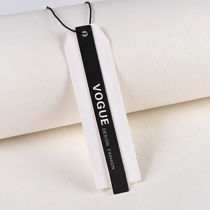 Custom Luxury Garment Swing Tags Clothes Label print Name logo Plastic hang tag with string paper hangtags For Clothing own logo