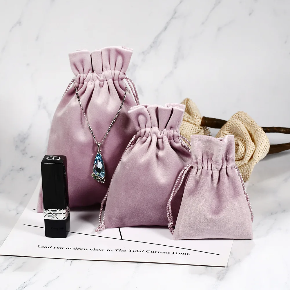 
Manufacturers custom soft texture velvet bundle pocket earrings necklace dust bag for handbags luxury 
