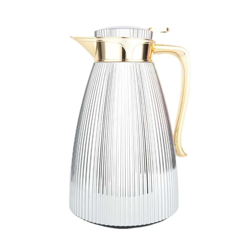Y2021 Turkish Style Plastic BPA FREE Silver gold 1.0 liter Vacuum Glass Liner Flask Coffee Jug