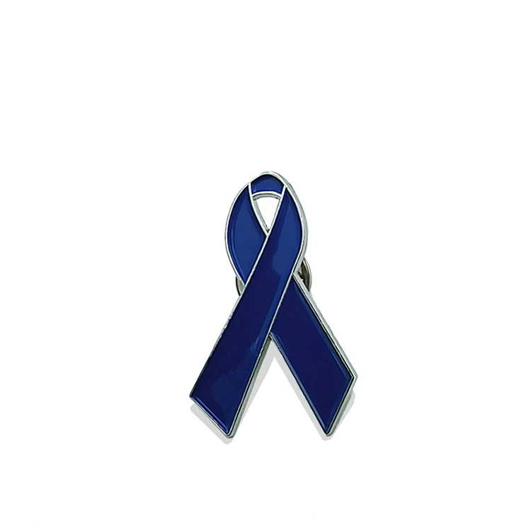 Custom Logo Mustache Blue Prostate Cancer Awareness  metallic Coat Ribbon Pin