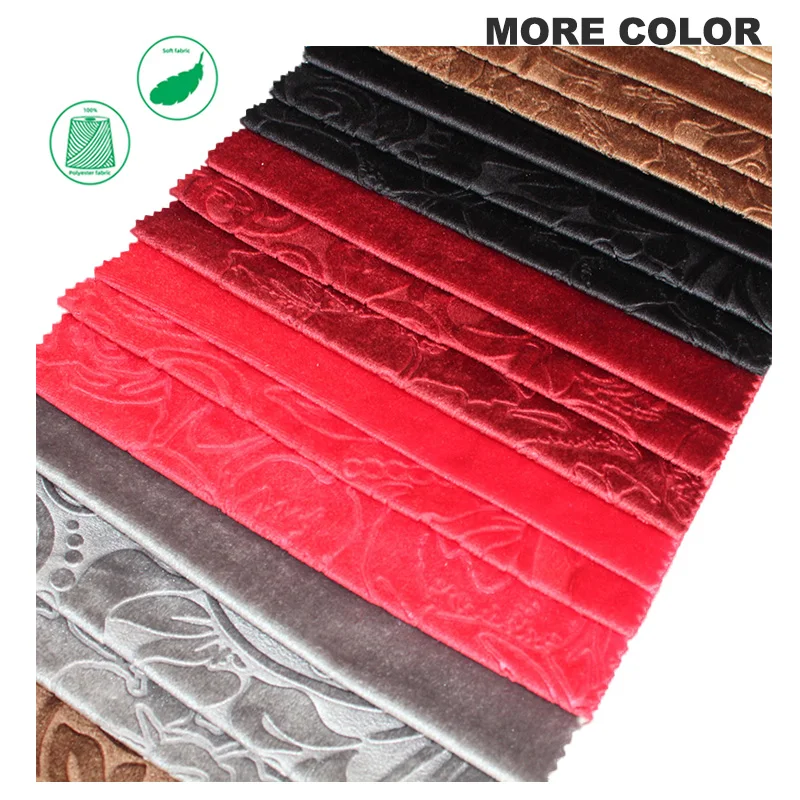 Recycled Custom Design 100% Polyester Multi Color 3D Embossed Holland Dyed Sofa Velvet Fabric
