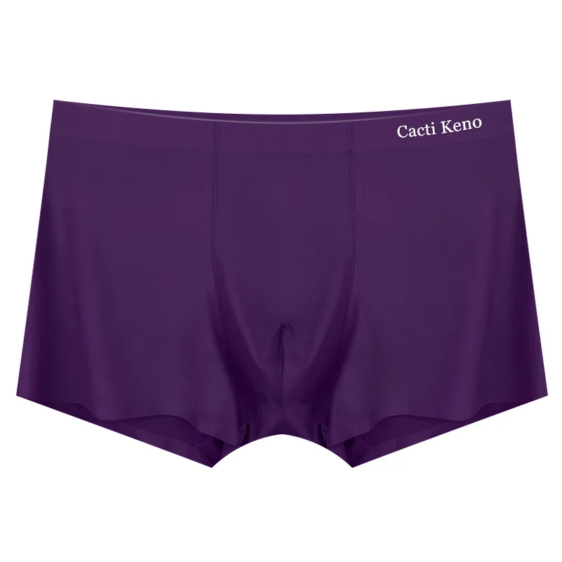 Factory direct selling ice silk seamless boxers breathable solid color large size men underwear boxer brief