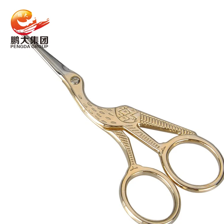 
 Кран-аист с мягкой подушкой, изогнутый, небольшой, старинный, винтажный, швейный, вышитый, ножницы  