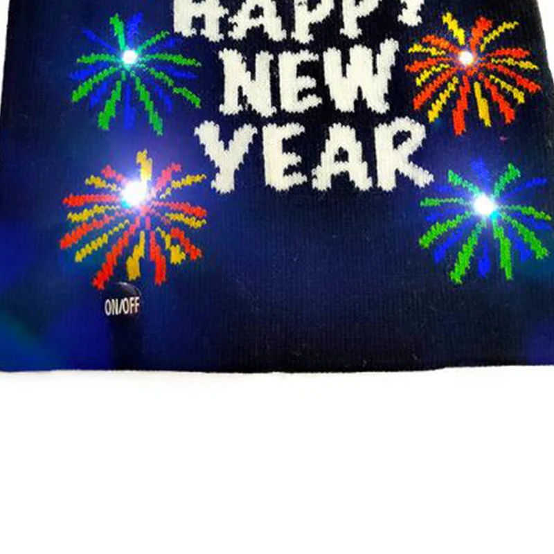 Новинка 2020, забавная вязаная шапка на Рождество со светодиодами, теплая шапка для детей и взрослых, шапка на Новый год и Рождество
