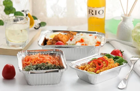 Small Foil Trays Container Cooking Packing Food Aluminium Foil  With Paper Covers Tin Foil Trays