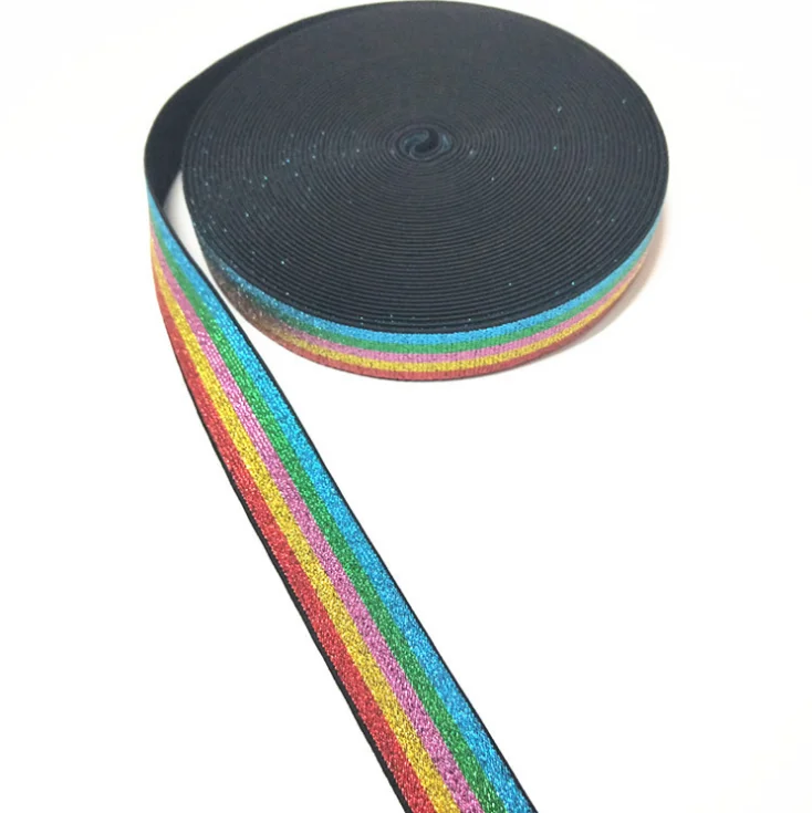 
High Quality metallic elastic tape stripe elastic tape nylon elastic tape with metallic yarn polyester elastic webbing band 