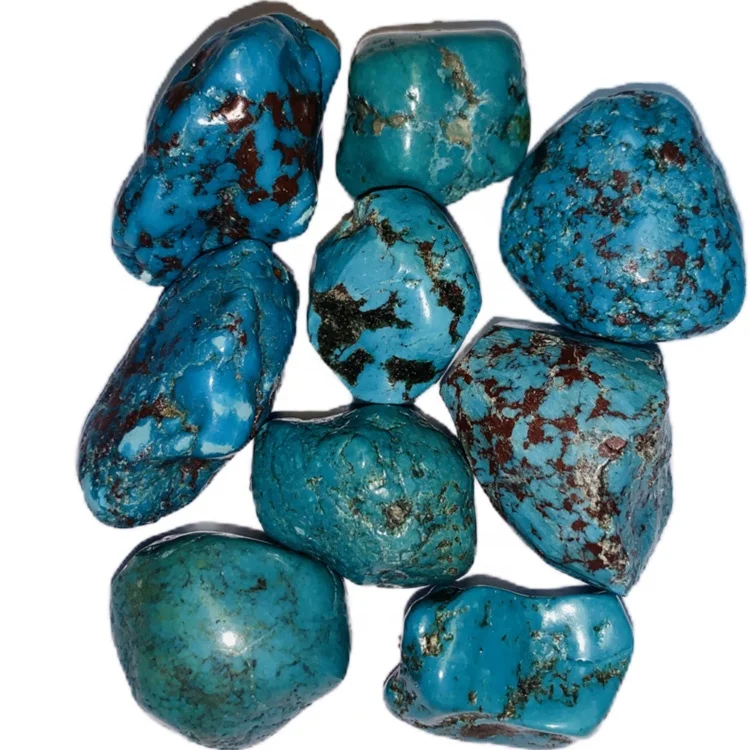 Turquoise Blue Stones with Dark Veins Blue Beads Large Chunky
