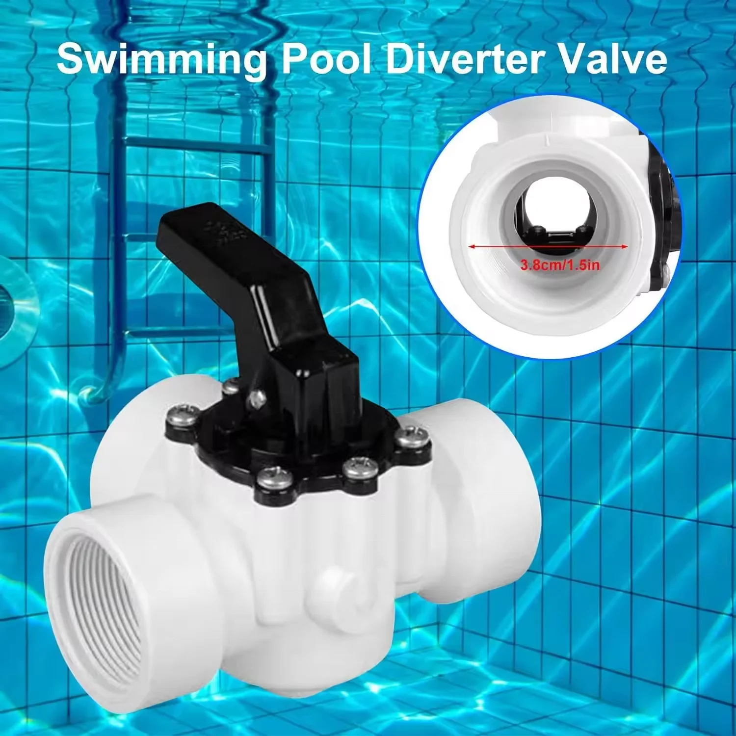 Swimming Pool Accessories Diverter Valve 11/2 Inch 3 Way Female Threaded Pool Replacement Valve for Pool and Spa