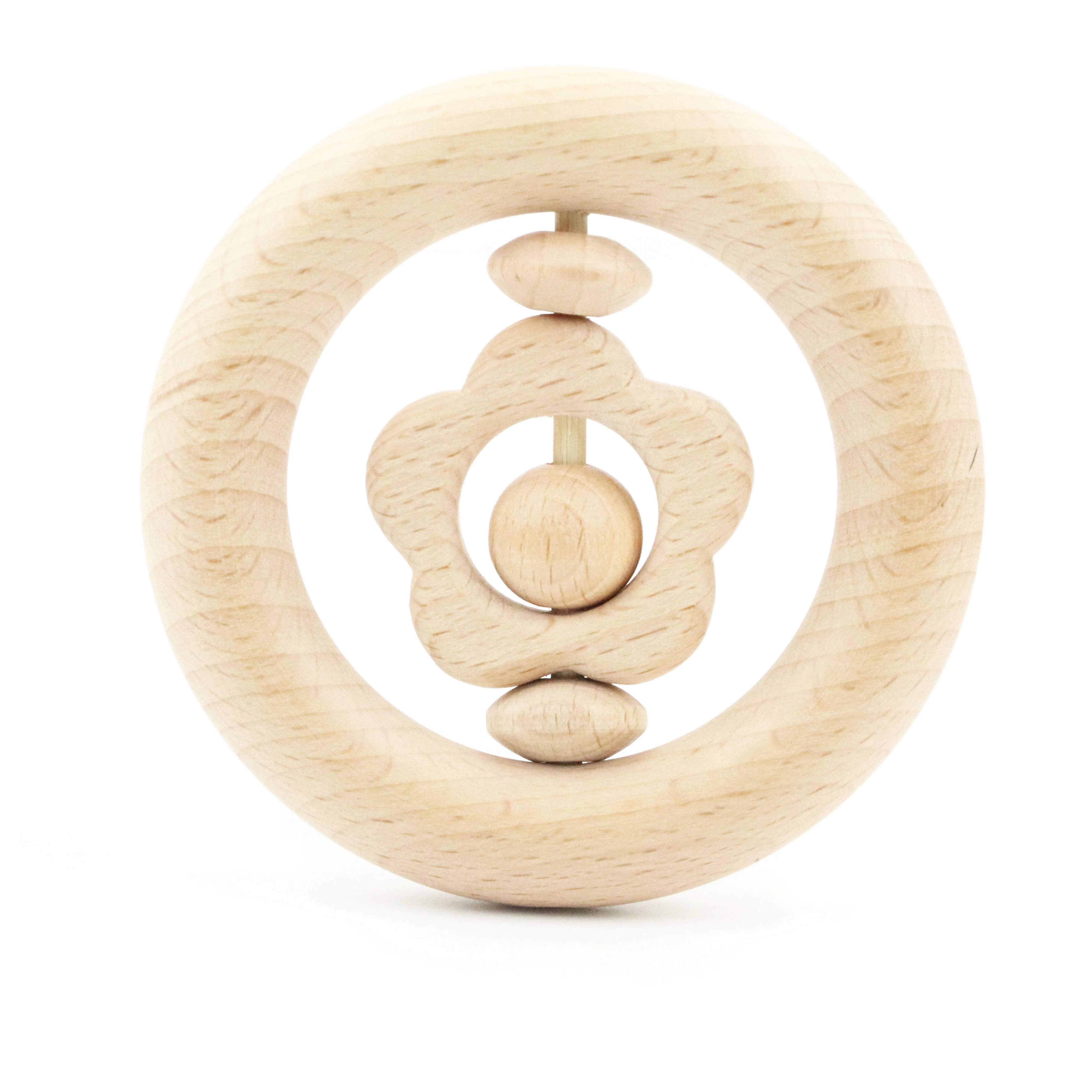 Натуральная безопасная круглая деревянная погремушка-Прорезыватель зубов ручной работы