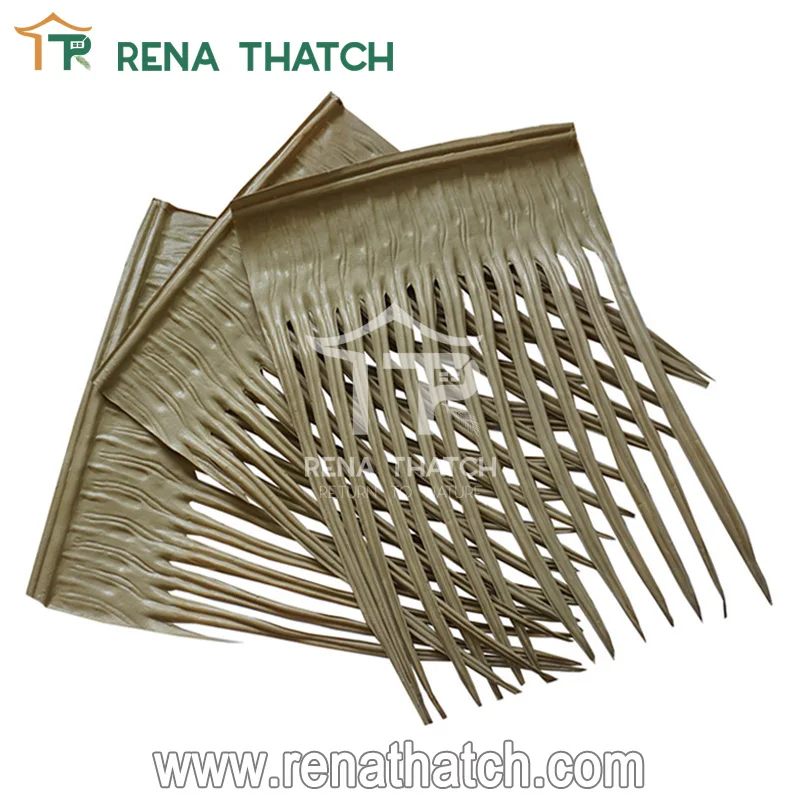 UV resistant synthetic artificial plastic Viva palm sheet thatch for gazebo thatch roof panels rolls for tiki bar