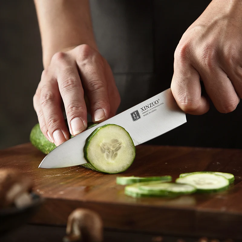 Custom 5 Inch Knives Full Tang High Carbon German Steel Kitchen Utility Knife with Ebony Wood Handle