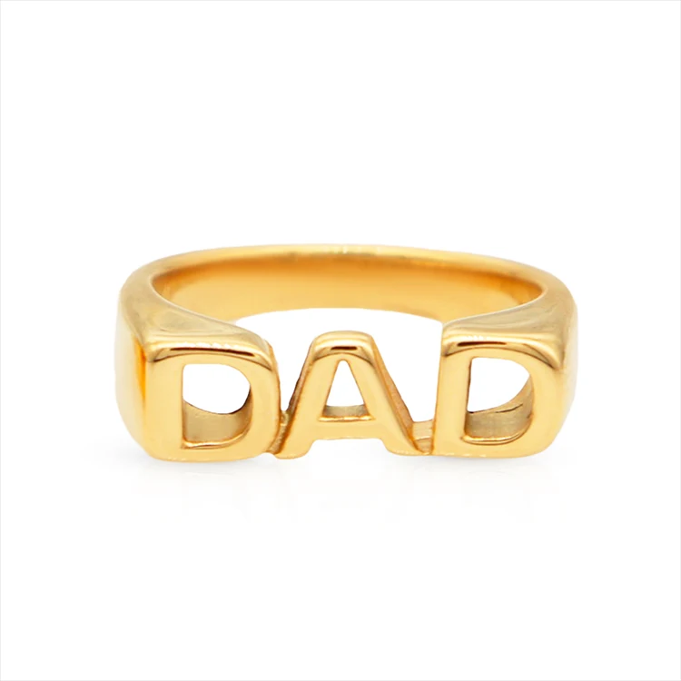 Chris April 316L stainless steel PVD gold plated SIS MOM DAD initial number hip hop signet rings letter