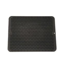 Dish Drying Mat Silicone Drain Mat For Countertop Water Ripple Non-slip Easy To Clean Insulation Draining Pad