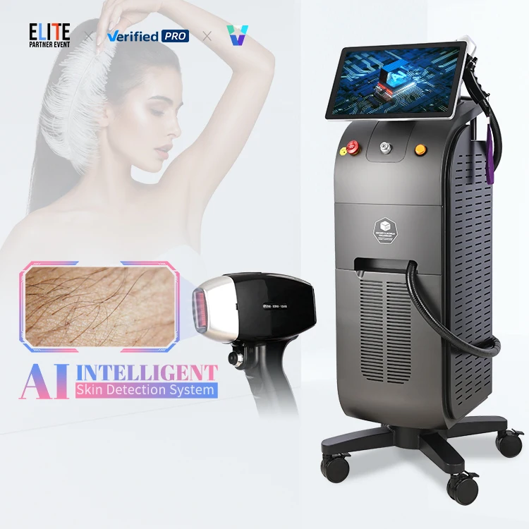 AI skin analysis system 4 waves 755 808 940 1064 Beauty equipment  ice Titanium  diode laser hair removal machine Price