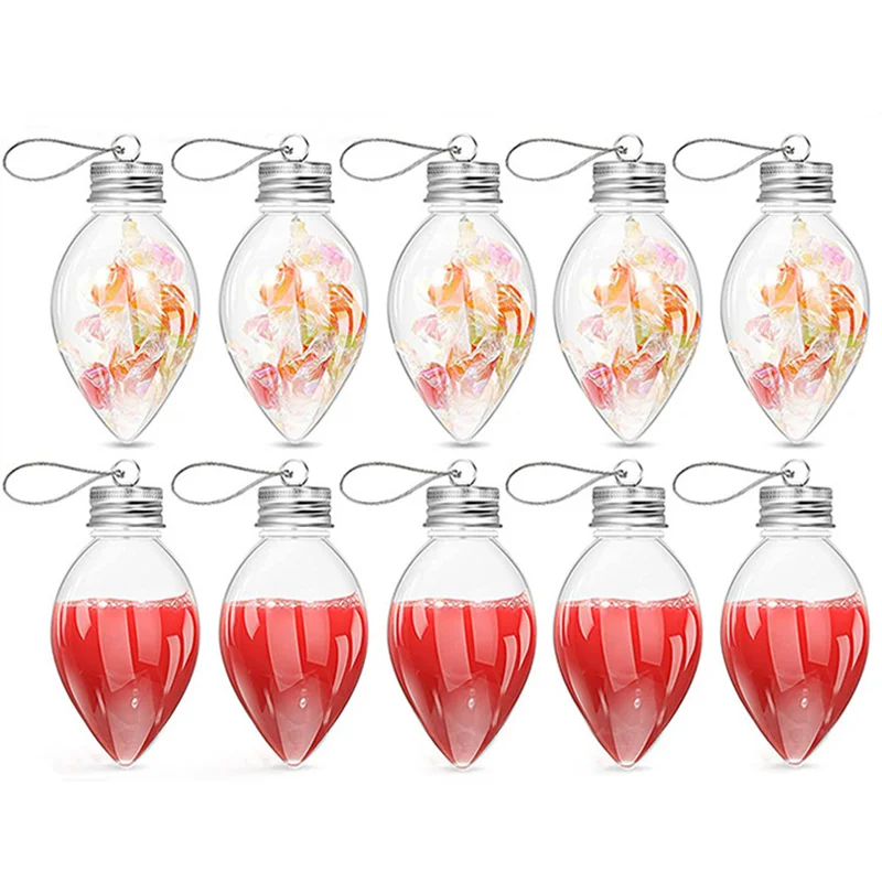 60ml PET Christmas Tree Hanging Ornaments Pendant Ball Clear Light Bulb Plastic Bottle