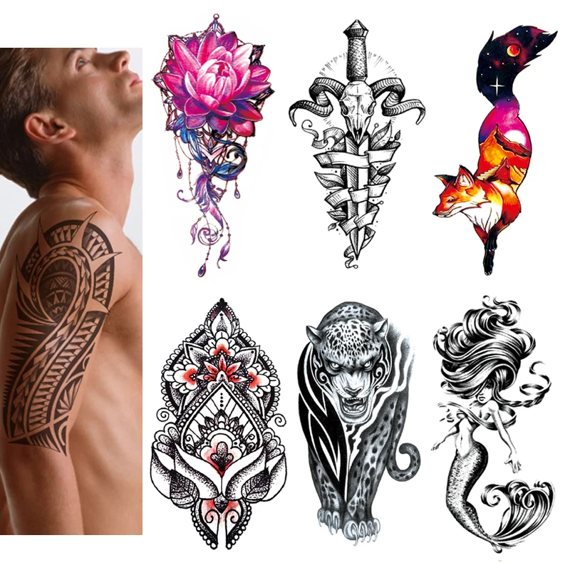 New Design 3D Semi Permanent Body Tatoo Sticker  Full Arm Tattoo Sleeve Body Art Water Transfer
