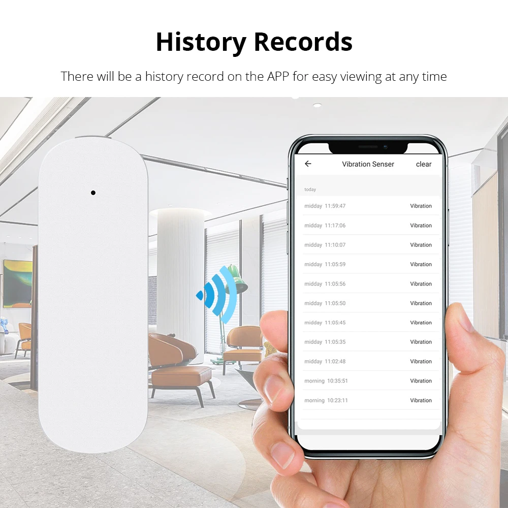 Zemismart Zigbee Wireless Smart Vibration Sensor Intelligent Detection Alarm Home Security System SmartLife SmartThins Control