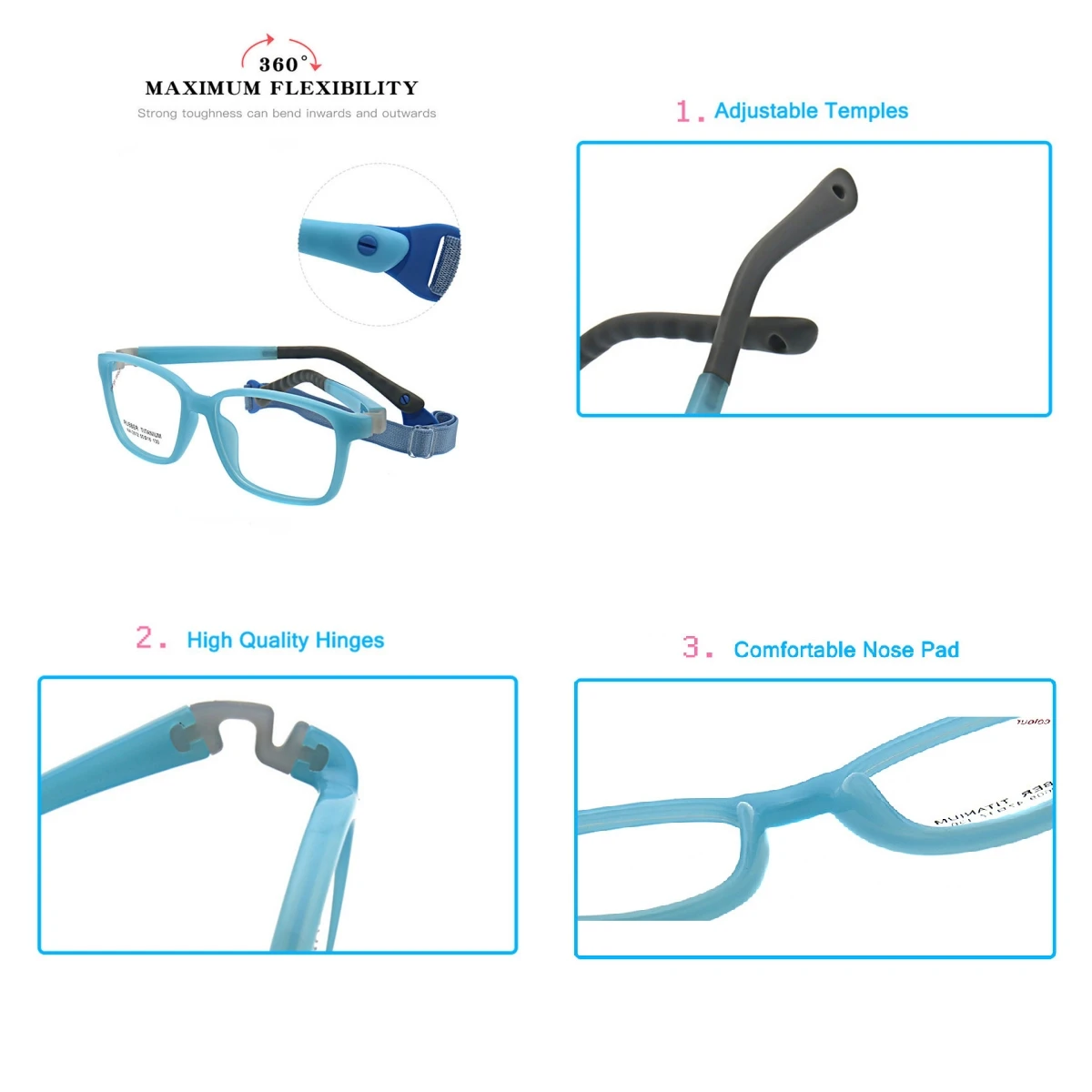 Tr90 Rubber Flexible Colorful Uv Photochromic Glasses Frames No Screw Removable Changing Colors Kids Optical Eyeglasses Frame