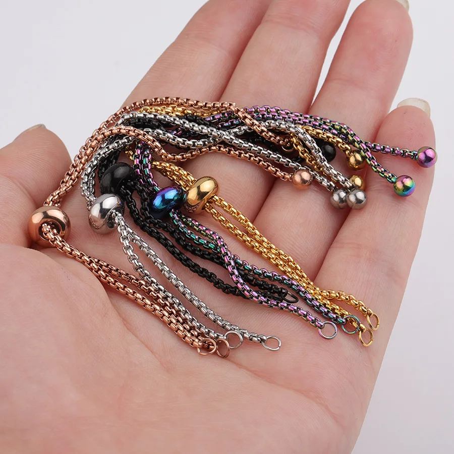 Stainless Steel Making Accessories  Adjustable 1.8mm*11.5mm Bolo Bracelet Link Chain DIY Jewelry Findings