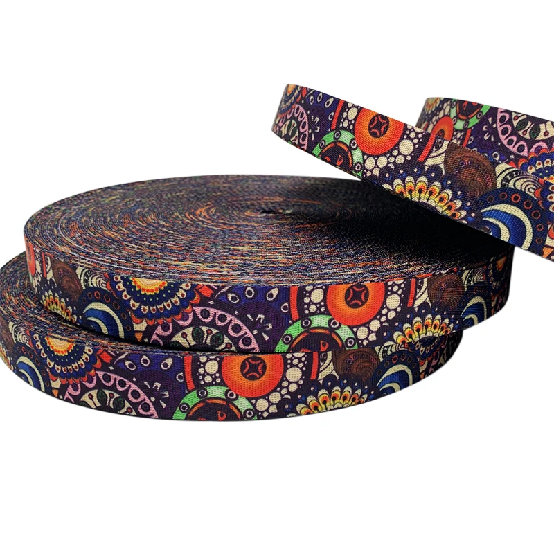 Нейлоновая тесьма с принтом на заказ, 1 дюйм, 1,5 дюйма, 2 дюйма, полиэфирная тесьма с принтом для сумок