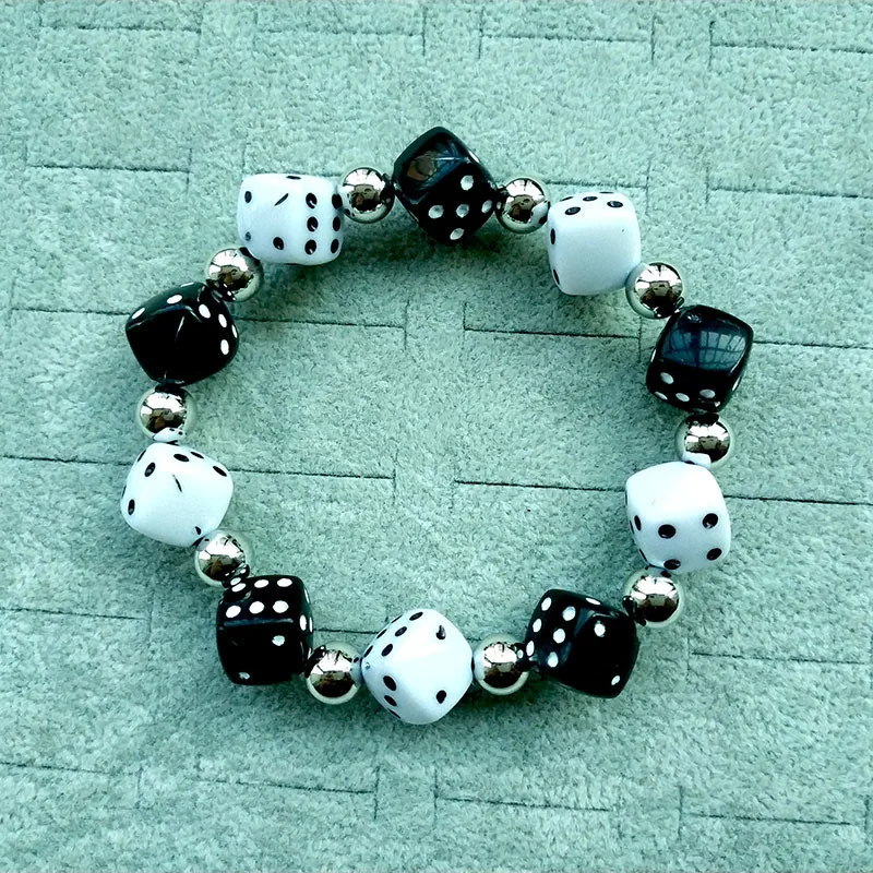 Creative Dice Billiards Ball Beads Bracelet for Men Beaded Elastic Bracelets Leisure Jewelry