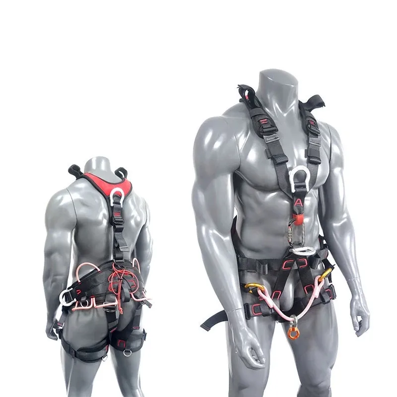 Mountain Tree-Climbing Access Fall Arrest Protection Equipment with Rope Bridge 5 Point Rescuing Full Body Harness
