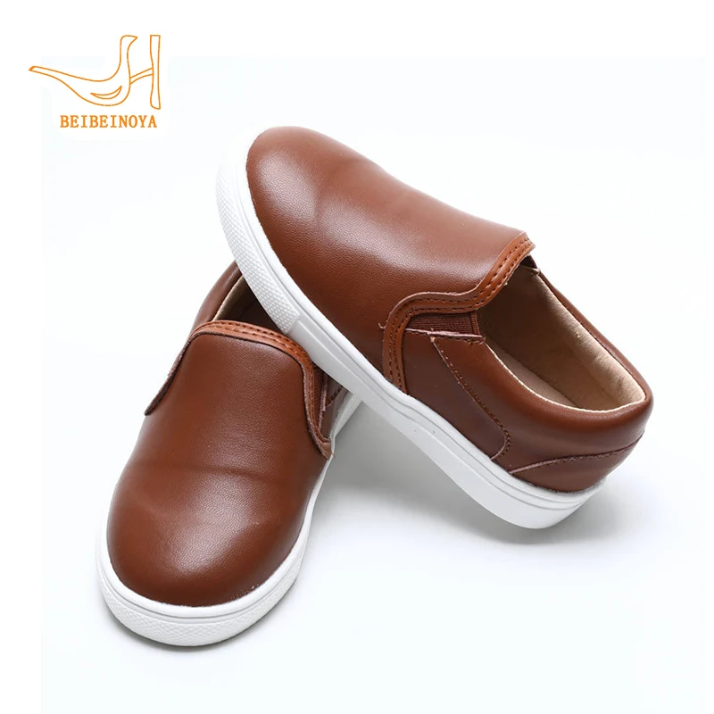 Babyhappy Wholesale Classic Genuine Leather Upper Solid Color Hard Sole Elastic Band Flat Slip On Casual Shoes