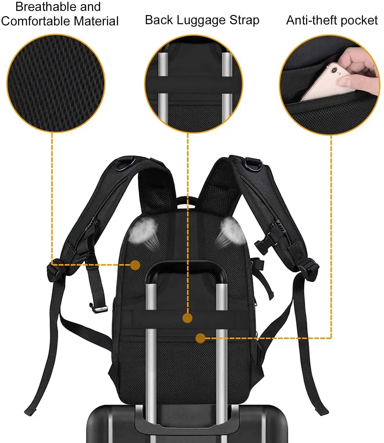 Camera bag Backpack DSLR/SLR Photography Camera Bag 15-16 inch Waterproof Hardshell Case with Tripod Holder&Laptop  Compartment