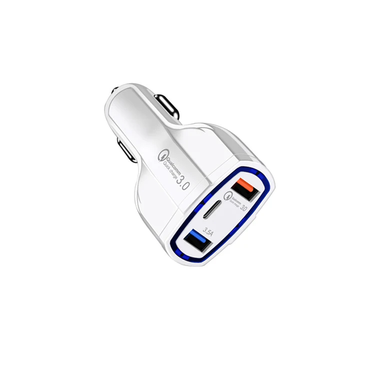 
 QC3.0 двойной порт 2 usb-порта + порт type-c 7A адаптер для быстрой зарядки автомобильное зарядное устройство для мобильного телефона  
