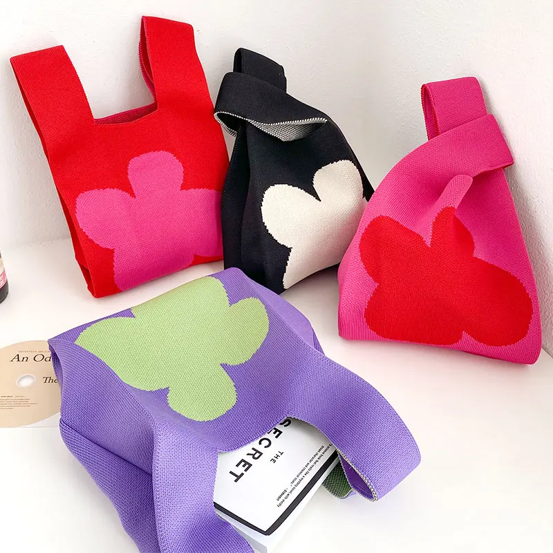 Корейский стиль ins вязаная Цветочная сумка для покупок индивидуальная крючком милый кошелек Портативная на запястье