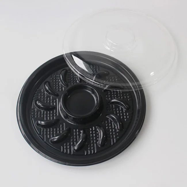 Round deli Trays Plastic Disposable Shrimp Tray With Lid