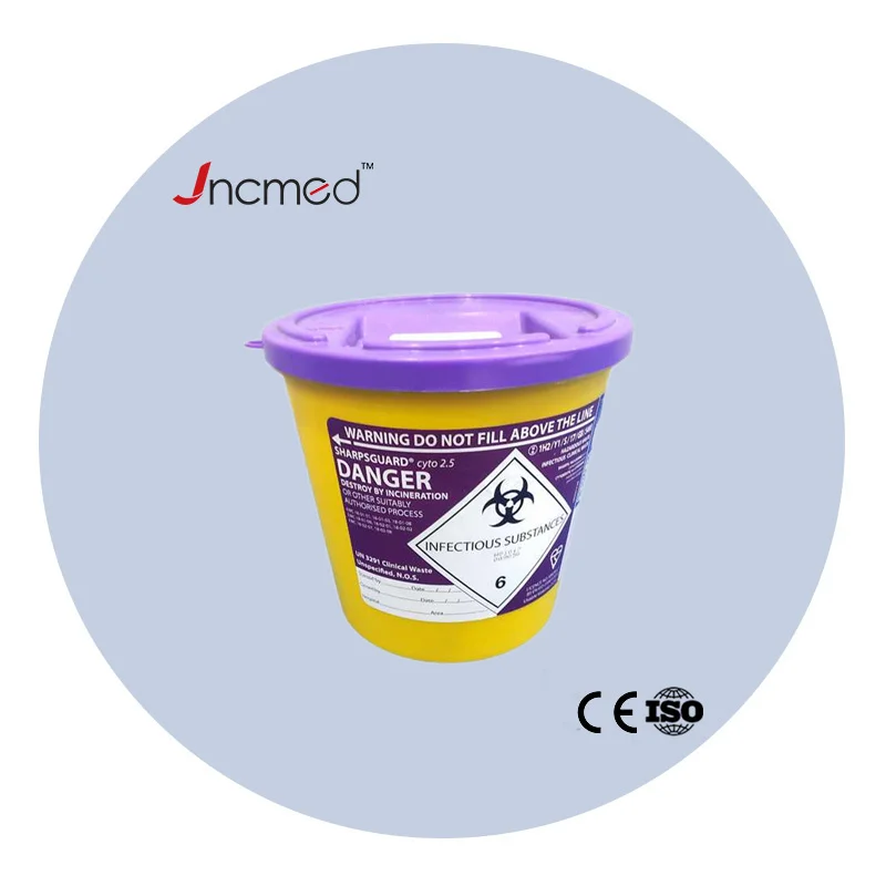 1L Round Meidcal Biohazard  Safety Box Medical Sharp Container Plastic Sharps Container