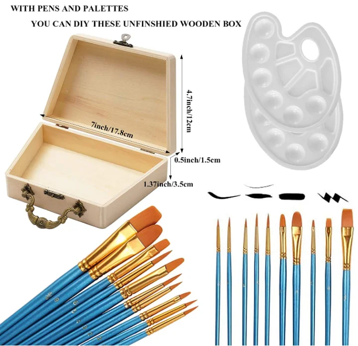 unfinished wooden gift box with metal handle DIY craft box