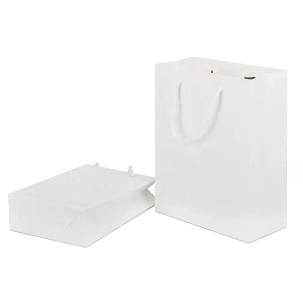 Promotional Gift Packaging Shopping Paper Bag Custom Logo Small Luxury Clothing Jewelry Tote Art Black White Kraft Paper Accept