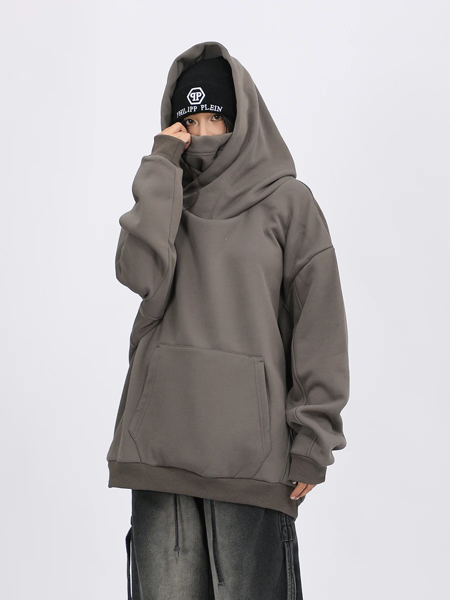 Personalized Urban American Street Turtleneck Masked Hoodie Sweater Design Loose Top