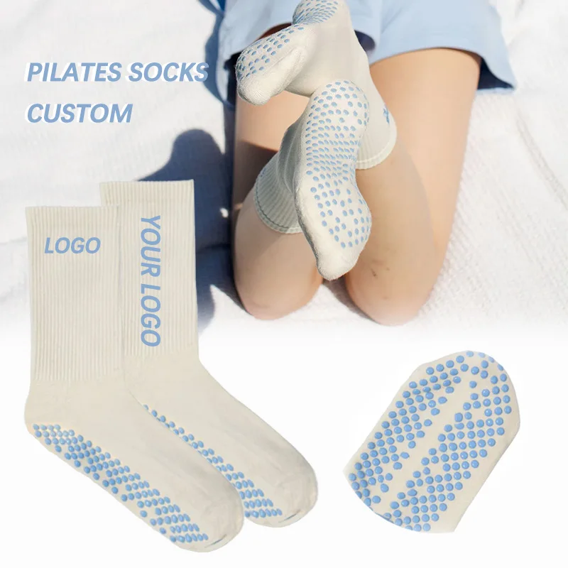 Hot Sale Anti-slip Free Desgin Pilates Socks Grip Socks Lightweight 100% Cotton Yoga Socks