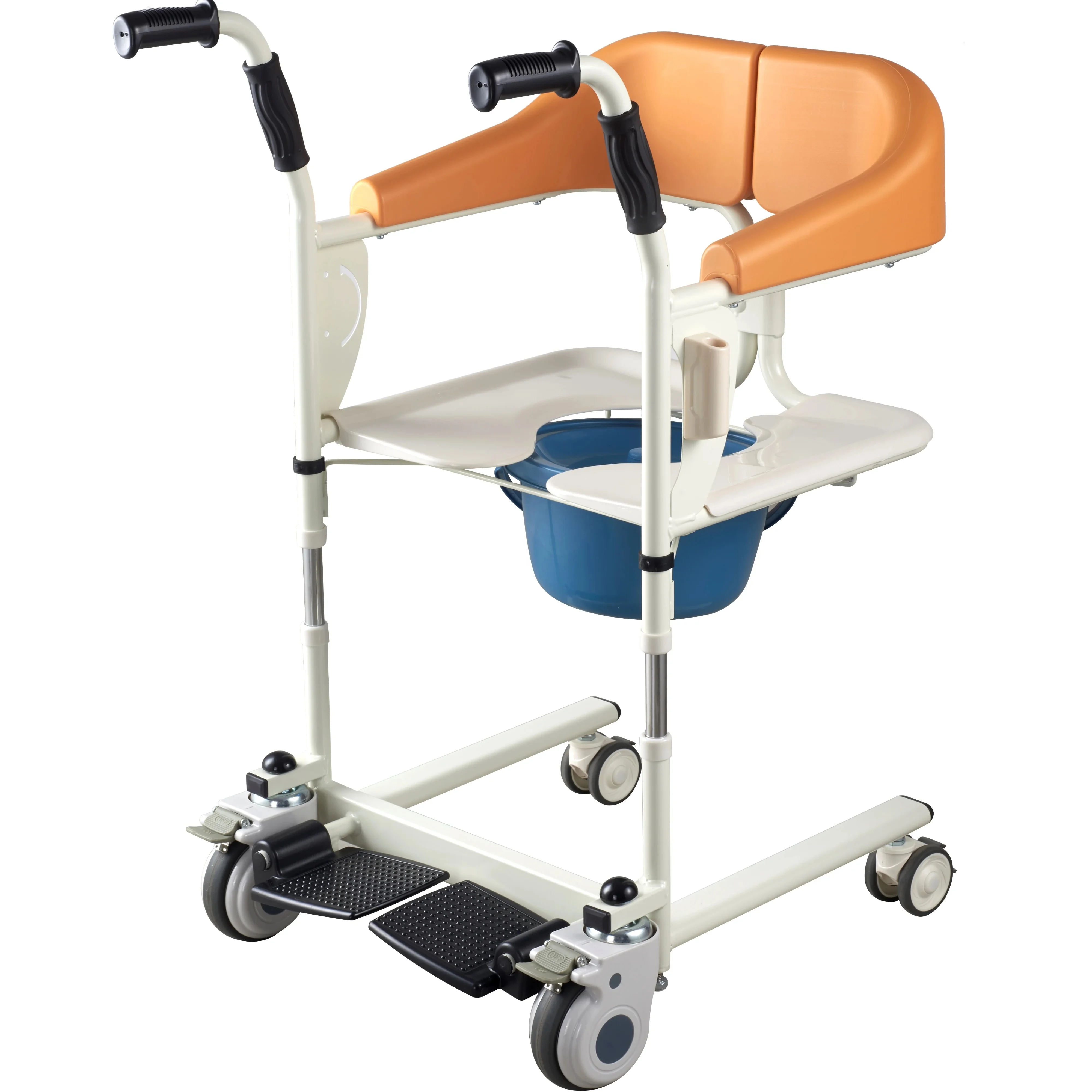 Manual Transfer Chair Rehabilitation Movable Nursing Adjustable Control Manual Patient commode Chair for elderly